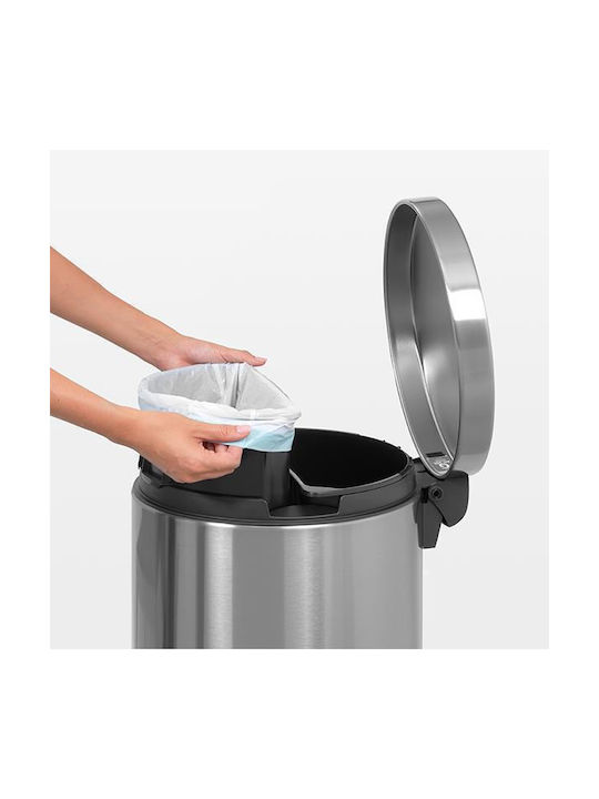 Brabantia Silent Twin Waste Bin Metallic with Pedal Silver 20cm