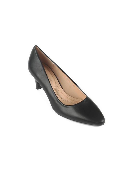 Fshoes Synthetic Leather Pointed Toe Black Medium Heels