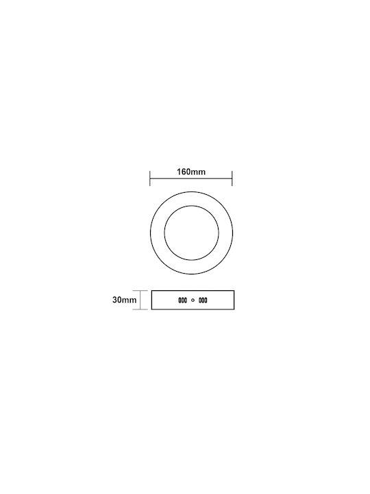 Aca Round LED Panel 12W with Cool White Light 6500K 16cm