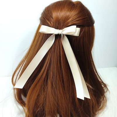 Hair Barrette with Bow Beige 1pcs