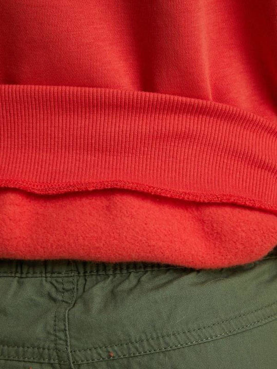 Fleece Παιδικό Φούτερ με Κουκούλα και Τσέπες Rust