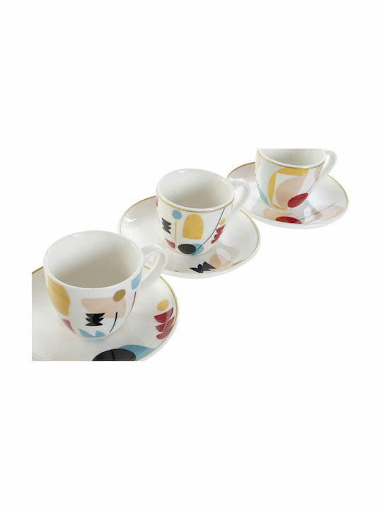 DKD Home Decor Αφηρημένο Porcelain Brown Cup Set 80ml Multicolour 3pcs