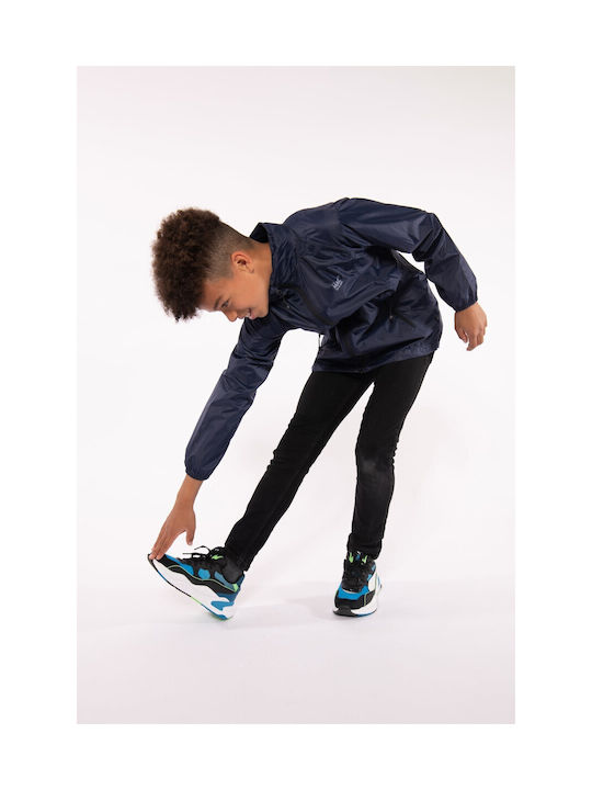 Wasserdichtes Kinder Casual Jacke Kurz mit Kapuze Dunkelblau