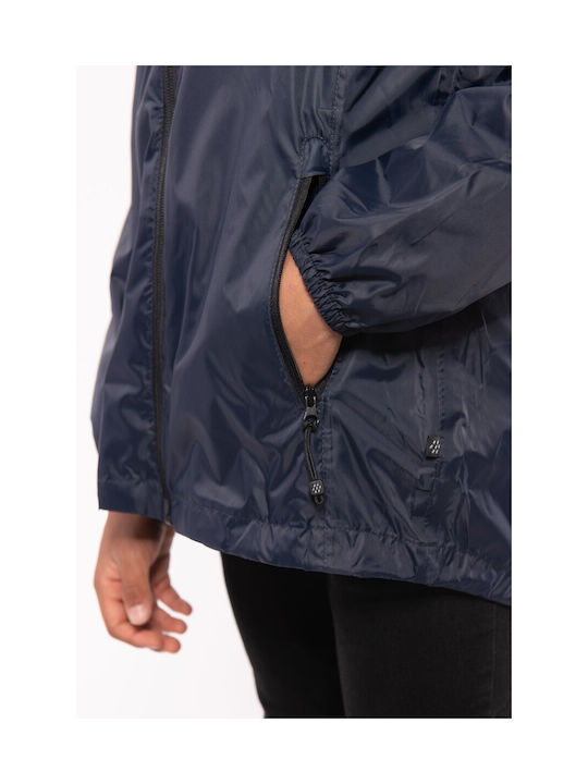 Wasserdichtes Kinder Casual Jacke Kurz mit Kapuze Dunkelblau