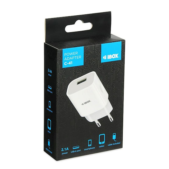 iBox Φορτιστής Χωρίς Καλώδιο με Θύρα USB-A 12W Λευκός (C-41)