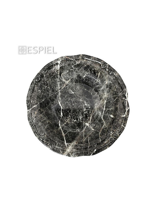 Espiel Marble Servierplatte Oval aus Porzellan Schwarz 33x33cm 2Stück
