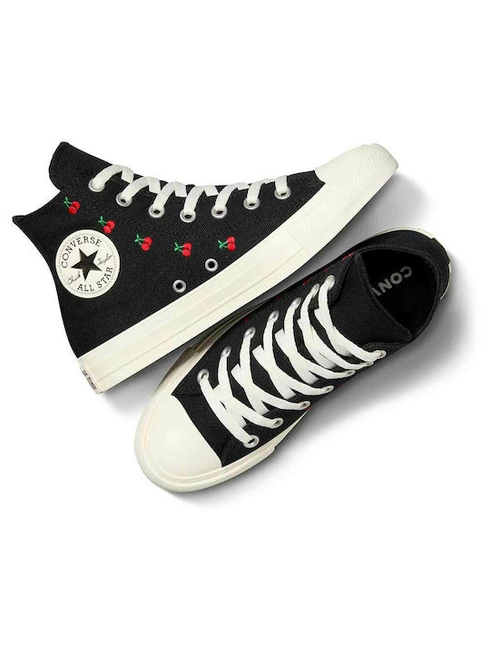 Converse Chuck Taylor All Star Cherries Γυναικεία Μποτάκια Μαύρα