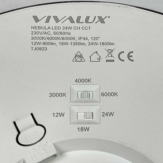 Vivalux Nebula Πλαφονιέρα Οροφής Μπάνιου 30εκ. Ασημί με Ενσωματωμένο LED