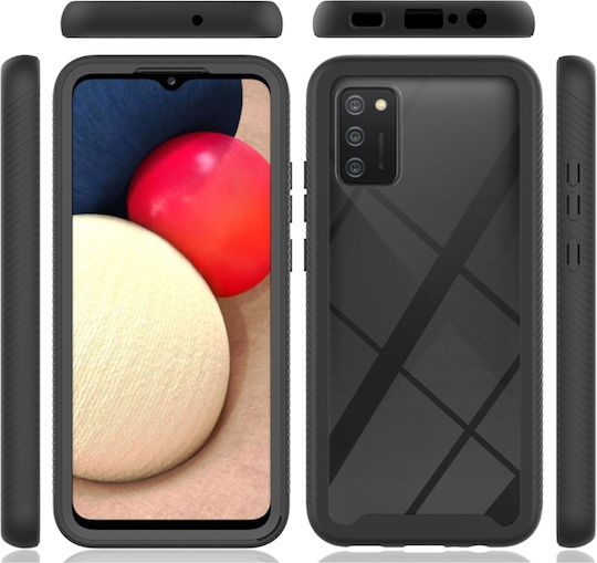 Version Starry Sky Solid Color Series Shockproof Задна корица Пластмаса / Силикон Черен (Galaxy A02s)