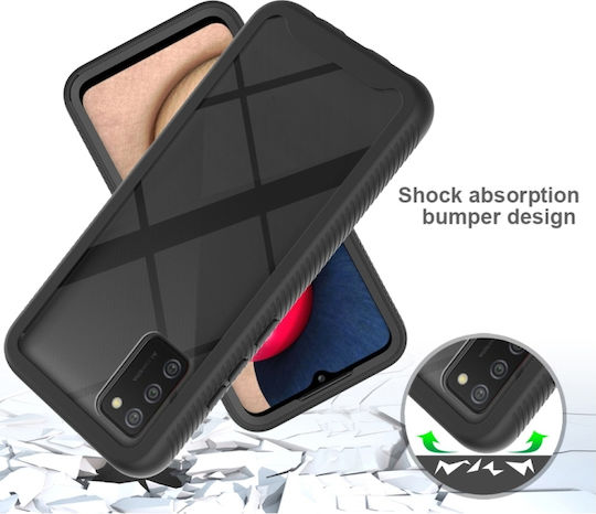 Version Starry Sky Solid Color Series Shockproof Задна корица Пластмаса / Силикон Черен (Galaxy A02s)