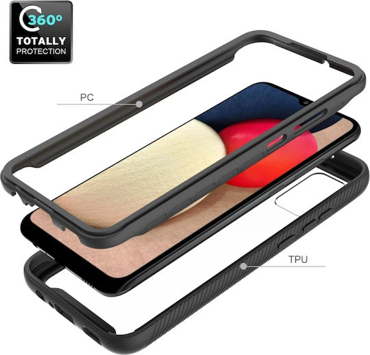 Version Starry Sky Solid Color Series Shockproof Задна корица Пластмаса / Силикон Черен (Galaxy A02s)