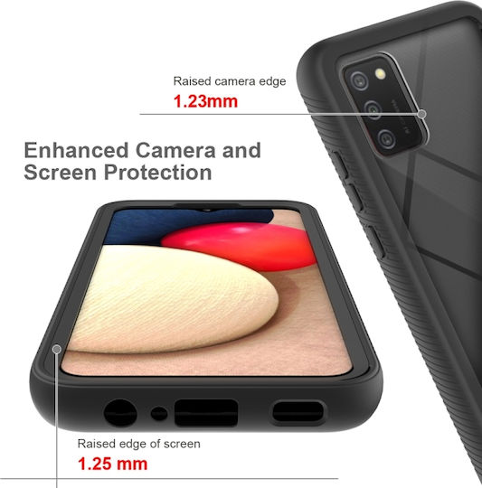 Version Starry Sky Solid Color Series Shockproof Задна корица Пластмаса / Силикон Черен (Galaxy A02s)