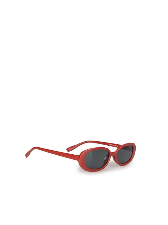 Solymar Women's Sunglasses with Red Plastic Frame and Gray Lens 20871