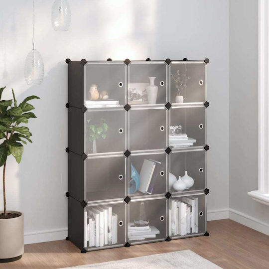 vidaXL Пластмасова Кутия За Съхранение С Капак Черна 94.5x31.5x124см 12 Бройки