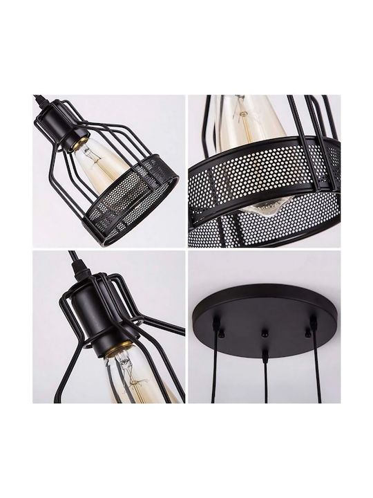 Powertech Pendant Light Black with Socket E27 14x19.5cm