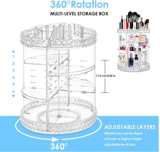 Smart Travel Drehbares Organisationsständer für Kosmetik mit Ebenen Transparent 35x25cm