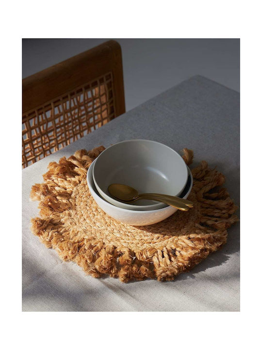 Pennie Round Wicker Placemat Beige 30cm