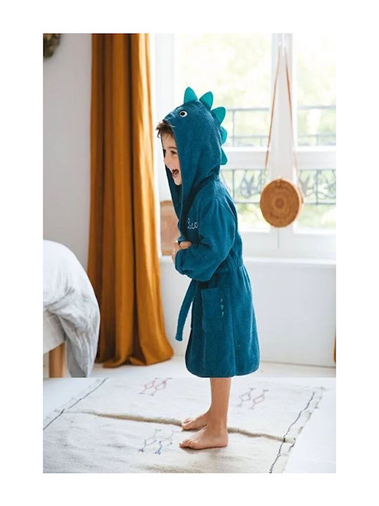 Kids Hooded Bathrobe Δεινόσαυρος Blue