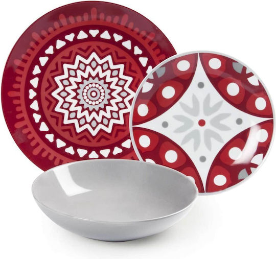 Excelsa Red Porcelain Dinnerware Set 18pcs