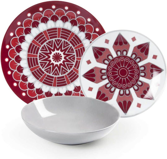 Excelsa Red Porcelain Dinnerware Set 18pcs