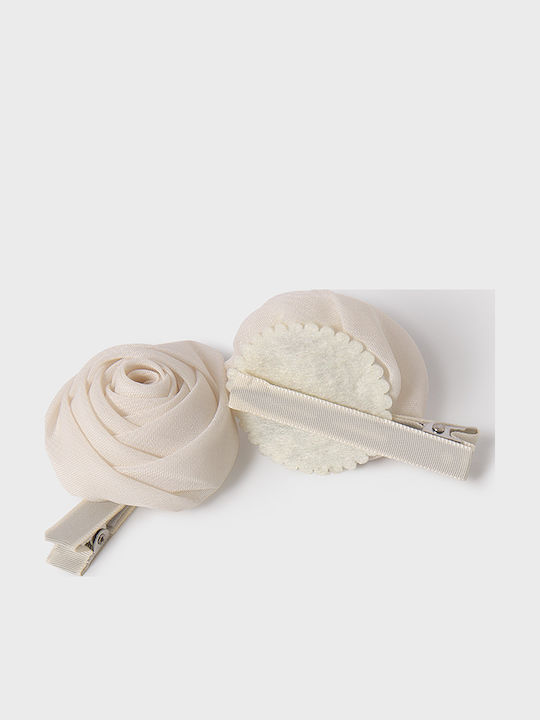 Abel & Lula Set of Kids Hair Clips with Bobby Pin Flower in Beige Color 2pcs