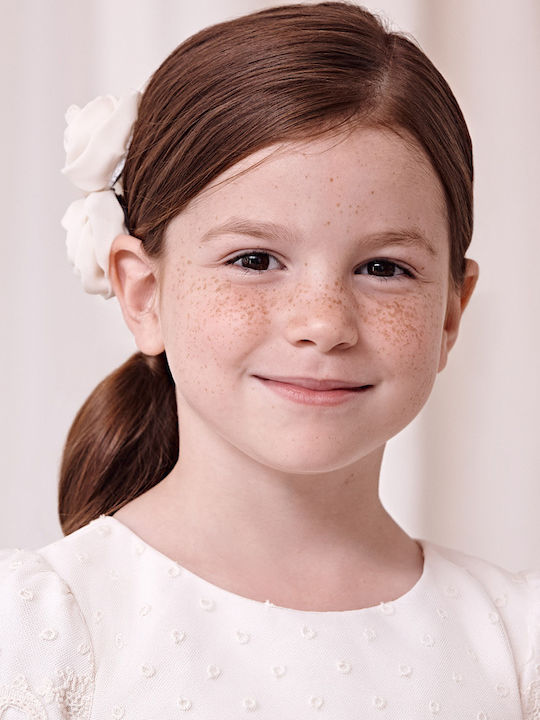 Abel & Lula Set of Kids Hair Clips with Bobby Pin Flower in Beige Color 2pcs