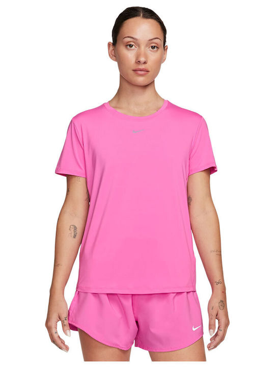 Една Класическа Дамска Спортна Блуза с Къс Ръкав Dri-Fit Розова