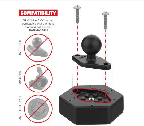 RAM Mount Vibe-Safe Αντικραδασμικό για Βάση Κινητού Μοτοσυκλέτας