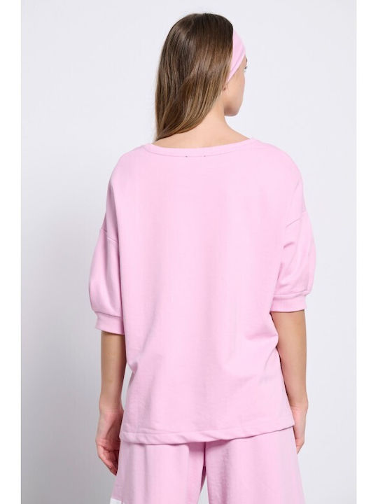 BodyTalk Γυναικεία Καλοκαιρινή Μπλούζα με Μανίκι 3/4 Ροζ