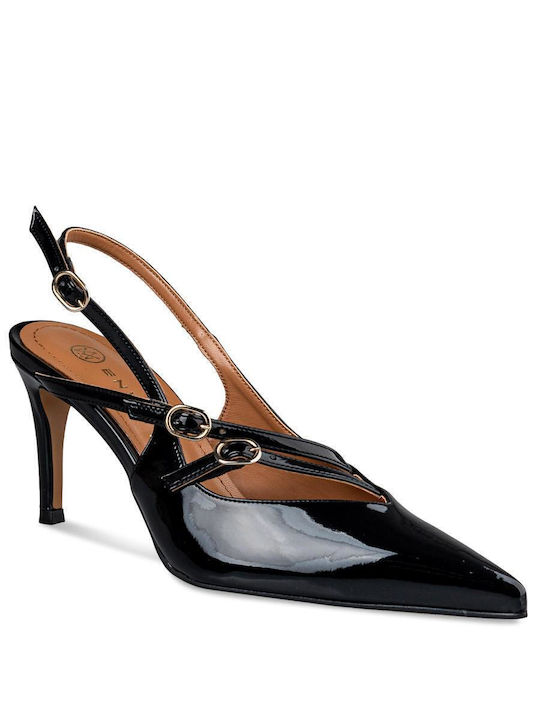 Envie Shoes Patent Leather Black High Heels Pumps