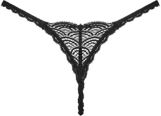 Obsessive Chemeris Γυναικείο Sexy String με Δαντέλα Μαύρο