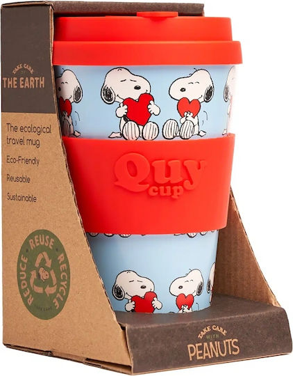 QuyCup Snoopy Love Купа Пластмаса с капак Многоцветен 400мл 1бр