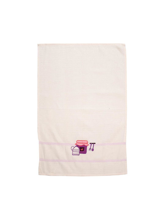 Viopros 502 Tea Towel made of 100% Cotton Ecru-Purple 45x65cm 2pcs