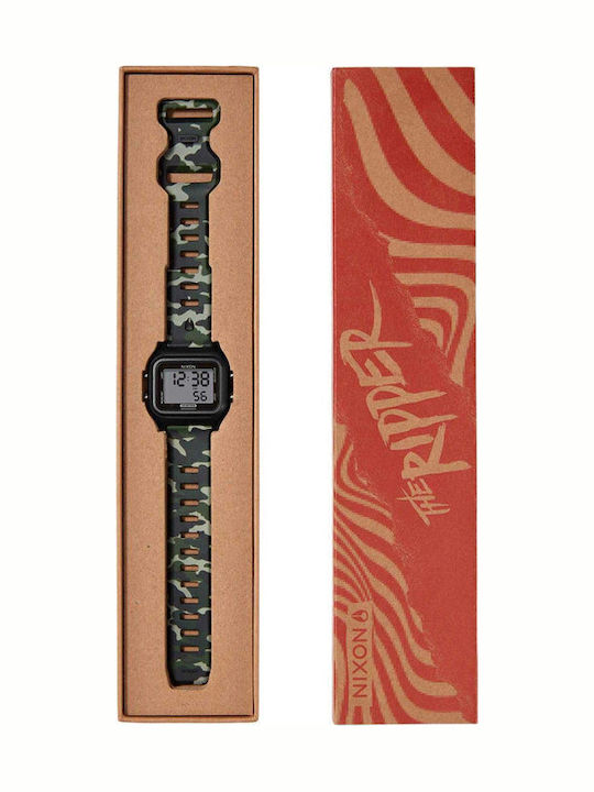 Nixon Digital Men's Watch 36.5mm Chronograph Battery with Rubber Strap