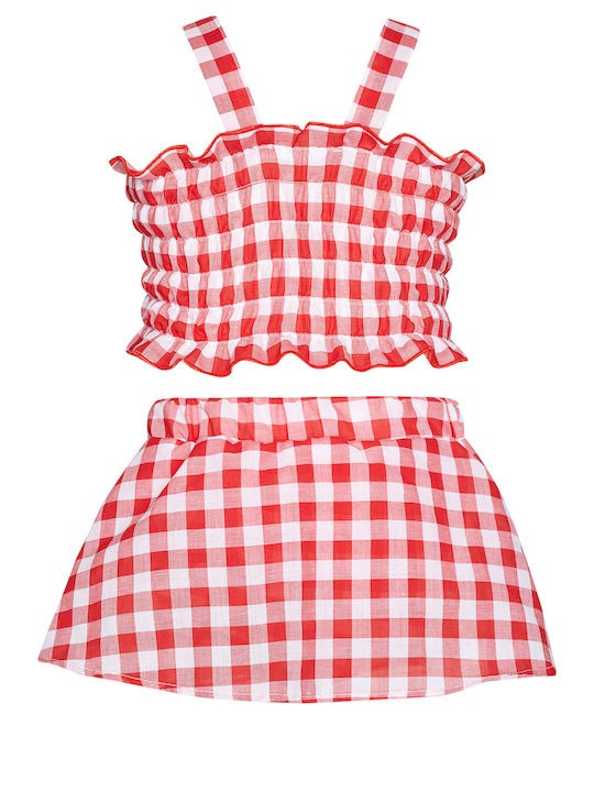 Two In A Castle Kids Set with Skirt 2pcs Red