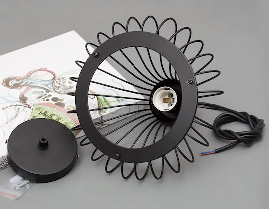 Powertech Pendant Light Black with Socket E27 30x21cm