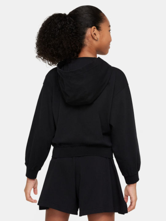 Athletic Kids Sweatshirt Cardigan with Hood Black Sportswear