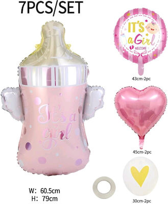 Set of 7 Balloons Pink Girl Birth