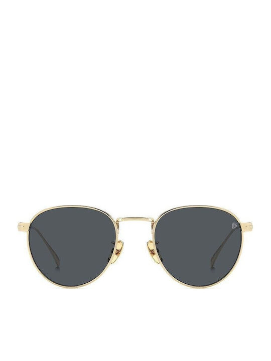 David Beckham Unisex Sunglasses with Gold Metal Frame and Gray Lens DB 1142/S J5G/IR