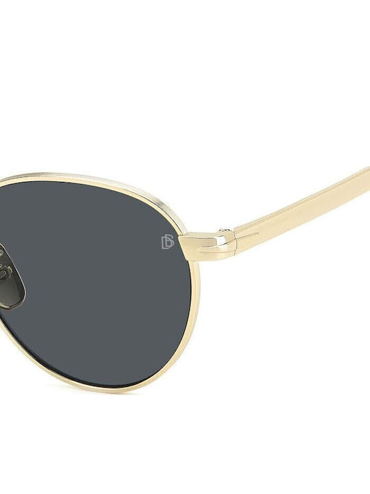 David Beckham Unisex Sunglasses with Gold Metal Frame and Gray Lens DB 1142/S J5G/IR