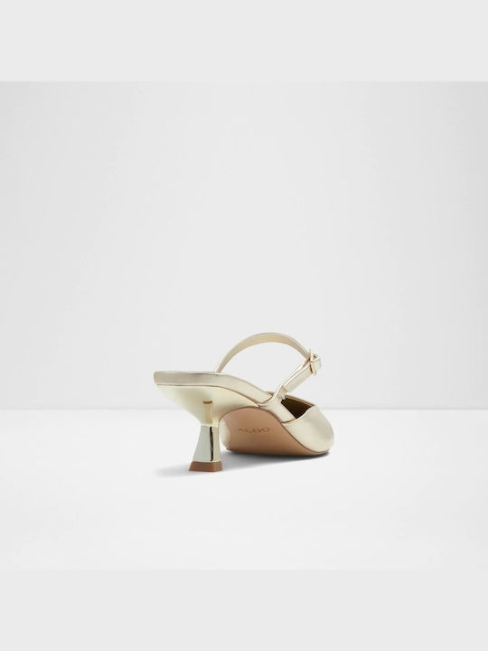 Aldo Mules mit Chunky Hoch Absatz in Gold Farbe
