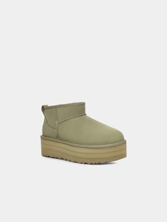 Ugg Australia Classic Ultra Mini Wildleder Damen Knöchelstiefel Grün