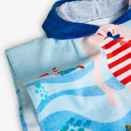 Boboli Poncho-Halat De Baie Pentru Bebeluşi Cu Glugă Albastru 52x50cm