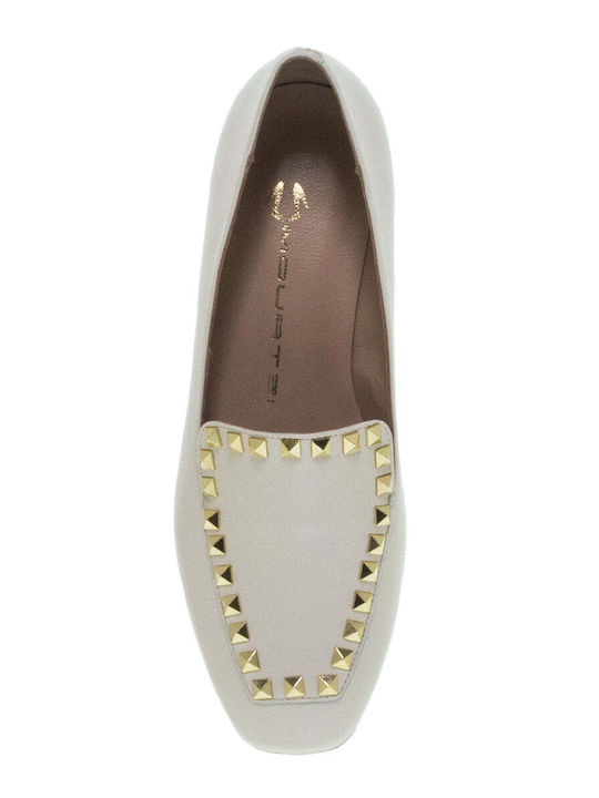 Mourtzi Leder Damen Loafers in Beige Farbe