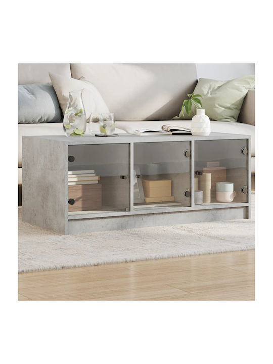 Rectangular Coffee Table Glass Grey Concrete L102xW50xH42cm