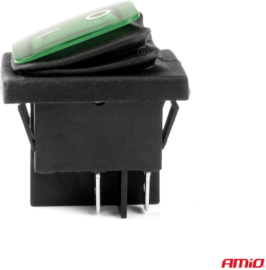 AMiO Διακόπτης On/Off Αυτοκινήτου 12V-24V Πράσινο