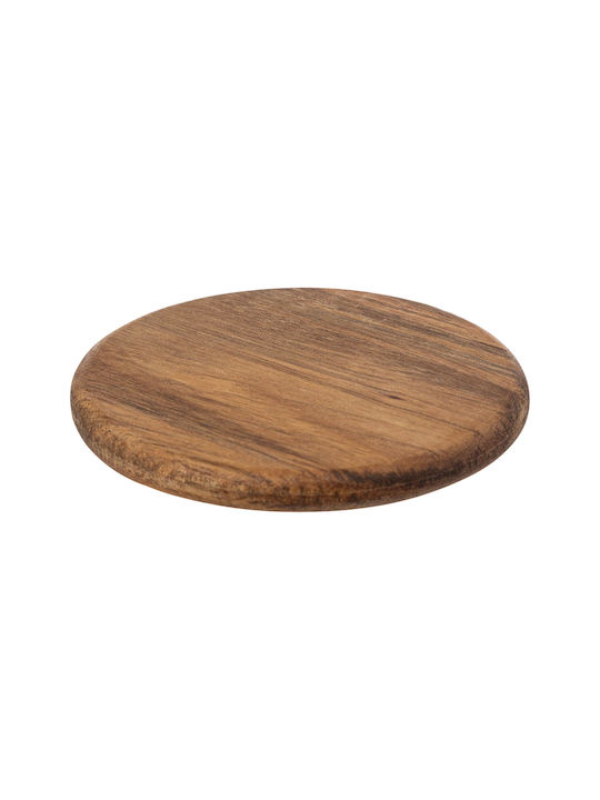 Atmosphera Round Coaster Wooden with Stand Brown 10cm 4pcs