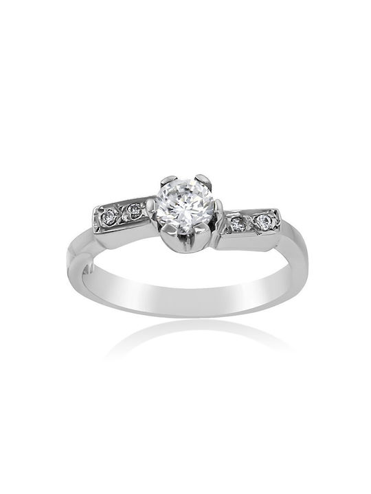 Antwnakakis Single Stone from White Gold 14K