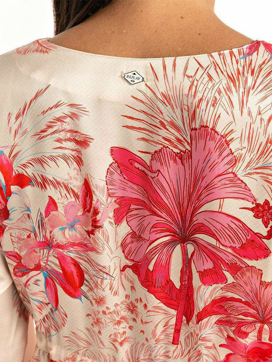 Καλοκαιρινό Mini Βραδινό Φόρεμα Σατέν Floral