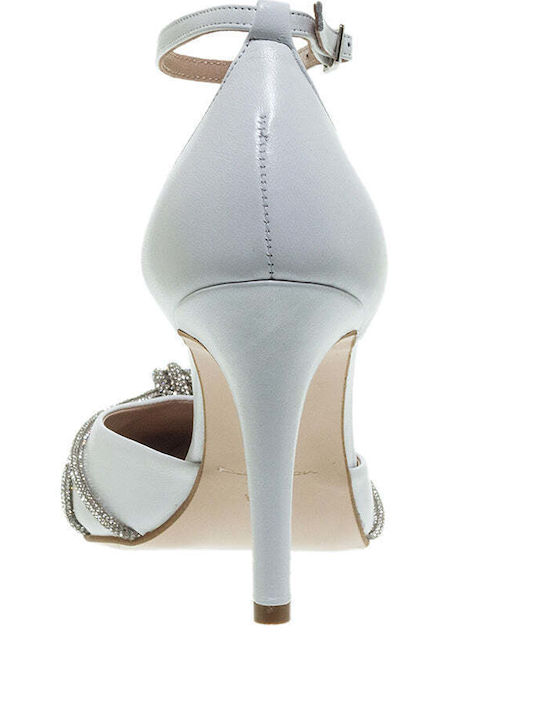 Mourtzi Leather White Heels with Strap